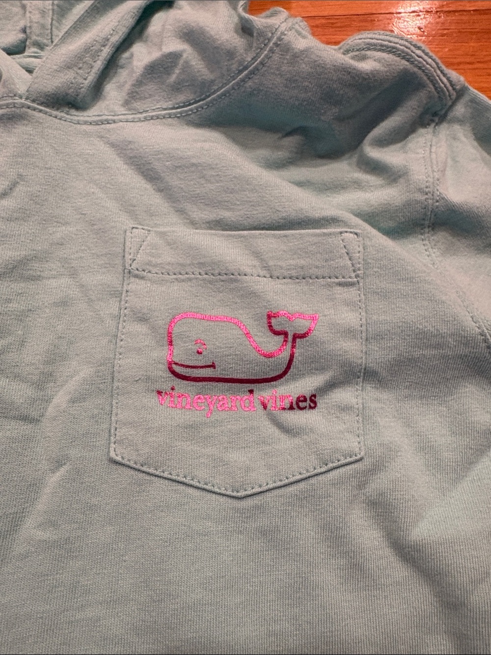 Vineyard Vines Girls' Teal Hoodie with Pink Whale Accent - Picture 2 of 5